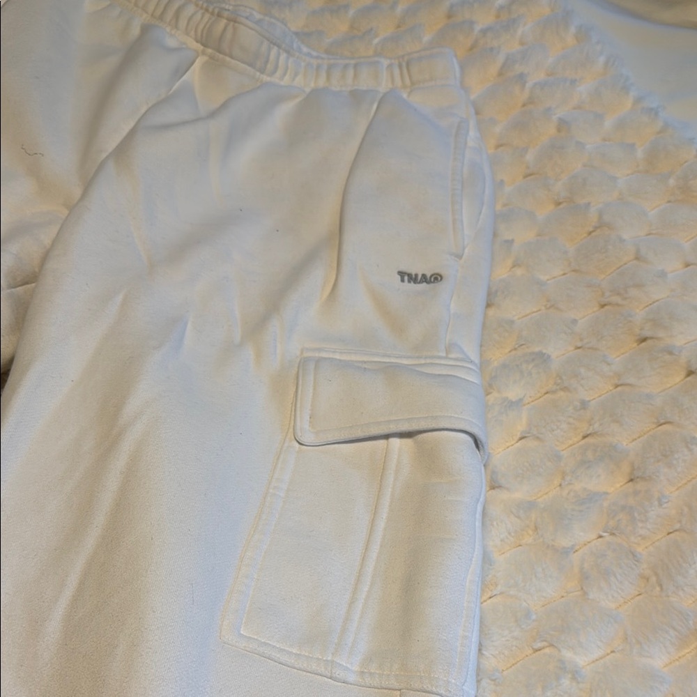 TNA White Cargo Pants Relaxed Fit Cotton - Picture 3 of 5